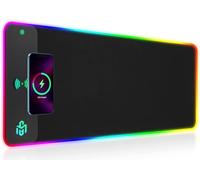 GIM 10 W Wireless Charger Extended RGB Mouse Pad, antiscivolo base in gomma 10 modalità di illuminazione 4 mm ultra spessa per Samsung Galaxy S10/S9/S8 Plus Note 9/8 iPhone 8/X/XR/XS/11/11 Pro