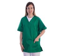 Gima - Casacca in Cotone e Poliestere, Divisa Ospedaliera, Colore Verde, Scollo a V, Mezza Manica, Unisex, Taglia XS, per Medici, Veterinari, Infermieri e Personale Sanitario