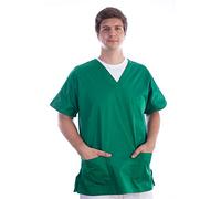 Gima - Casacca in Cotone e Poliestere, Divisa Ospedaliera, Colore Verde, Scollo a V, Mezza Manica, Unisex, Taglia L, per Medici, Veterinari, Infermieri e Personale Sanitario