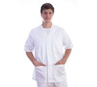 Gima - Casacca in Cotone e Poliestere, Divisa Ospedaliera, Colore Bianco, Scollo a V, Mezza Manica, 5 Bottoni, Unisex, Taglia XL, per Medici, Veterinari, Infermieri e Personale Sanitario