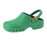 Gima - Zoccoli Professionali Ultraleggeri con Laccetto, Unisex, Anatomici, Antiscivolo, Antishock, Antistatici, Tomaia Non Forata, Suola Forata, Colore Verde, Misura EU 34, 1 Paio