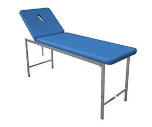 GIMA 27405 Lettino Classico Visita, Cromato, Blu, Schienale con Foro, 1 Pezzo