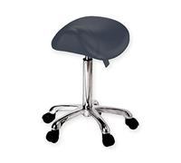 GIMA - Sgabello con schienale e seduta imbottita in finta pelle Ø 34 cm, altezza regolabile, blu avio, 45245