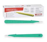 GIMA Bisturi in Acciaio Inox, Manico in ABS, Sterili e Monouso, Premium, Coprilama di Sicurezza, Misura n. 12, 10 Bisturi Singolarmente Confezionati