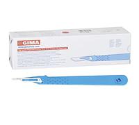 GIMA - Bisturi in Acciaio Inox, Manico in ABS, Sterili e Monouso, Standard, Misura n. 15, 10 Bisturi Singolarmente Confezionati