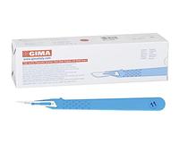 GIMA - Bisturi in acciaio inossidabile, Manico in ABS, Sterili e Monouso, Standard, Misura n. 10, 10 Bisturi Singolarmente Confezionati