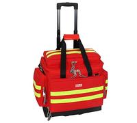 GIMA Borsa Emergenza Smart con Trolley Media, Colore Rosso, Doppie Strisce Gialle Rifrangenti, Tasche Esterne, Divisori Interni, Borsetta Staccabile con Finestra Trasparente, Misura 56x32,5x49 cm