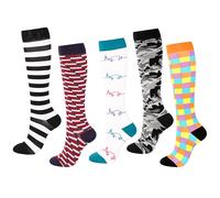 Gima - Calze colorate lunghe fino al ginocchio con compressione graduata per ottimizzare la circolazione sanguigna, L-XL, fantasia 1, 5 paia, 41205