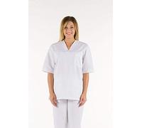 Gima - Casacca 100% Cotone Ottima Qualità, Unisex, Scollo a V, Mezza Manica a Giro, Linea Professionale, per Medici, Veterinari, Infermieri e Personale Sanitario, Bianco, S