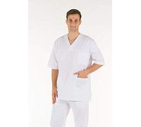 GIMA - Casacca 100% Cotone Ottima Qualità, Unisex, Scollo a V, Mezza Manica a Giro, Linea Professionale, per Medici, Veterinari, Infermieri e Personale Sanitario, Bianco, L