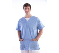 Gima - Casacca in Cotone e Poliestere, Divisa Ospedaliera, Colore Azzurro, Scollo a V, Mezza Manica, Unisex, Taglia XS, per Medici, Veterinari, Infermieri e Personale Sanitario