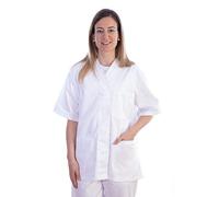 Gima - Casacca in Cotone e Poliestere, Divisa Ospedaliera, Colore Bianco, Scollo a V, Mezza Manica, 5 Bottoni, da Donna, Taglia XL, per Medici, Veterinari, Infermieri e Personale Sanitario