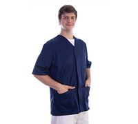 Gima - Casacca in Cotone e Poliestere, Divisa Ospedaliera, Colore Blu Scuro, Scollo a V, Mezza Manica, 5 Bottoni, Unisex, Taglia XS, per Medici, Veterinari, Infermieri e Personale Sanitario