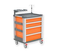 GIMA - Compact medium kart emergenza, in alluminio, con 4 cassetti, arancione, 804x616xh975 mm, 45668