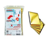 Gima - Coperta d'emergenza, adatta a proteggere sia dal freddo che dal caldo, l’interno argentato trattiene il calore del corpo, l’esterno dorato riflette i raggi solari, 34085