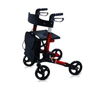 GIMA Deambulatore Compact pieghevole, con struttura leggera in alluminio rosso, rete sedile in tessuto con strap up, 43162