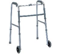 GIMA 27723 - Deambulatore richiudibile con 2 Ruote Anteriori per Anziani, Portata 100 kg, Alluminio, 51 x 64 cm, Altezza Regolabile 79 - 97 cm