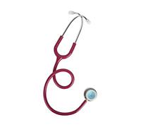 GIMA Evolve Stetoscopio Duofono, Doppia Testa Multicolore Ø 48 e 36 mm, Lampone, Anello Trasparente, Archetto Specchio, Lunghezza 75 cm, Etichetta Nome, Kit di Ricambi di Olive e Membrane