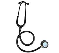 Gima Evolve Stetoscopio Duofono, Doppia Testa Multicolore Ø 48 e 36 mm, Nero, Anello e Archetto Neri, Lunghezza 75 cm, Etichetta Nome, Kit di Ricambi di Olive e Membrane