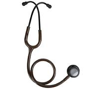 GIMA Evolve Stetoscopio Duofono, Doppia Testa Nera Ø 48 e 36 mm, Cioccolato, Anello e Archetto Neri, Lunghezza 75 cm, Etichetta Nome, Kit di Ricambi di Olive e Membrane