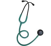 Gima Evolve Stetoscopio Duofono, Doppia Testa Nera Ø 48 e 36 mm, Verde Smeraldo, Anello e Archetto Neri, Lunghezza 75 cm, Etichetta Nome, Kit di Ricambi di Olive e Membrane
