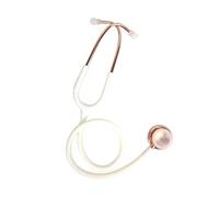 GIMA Evolve Stetoscopio Duofono, Doppia Testa Oro Rosa Ø 48 e 36 mm, Bianco, Anello Trasparente, Archetto Oro Rosa, Lunghezza 75 cm, Etichetta Nome, Kit di Ricambi di Olive e Membrane