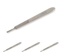 GIMA Manico Portalame per Lame Sgorbie e Bisturi, in Acciaio Inossidabile, n. 3, per Lame da 10 a 15, Pacco da 4