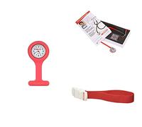 Gima - Orologio per Infermieri in Silicone, Quandrante Rotondo, Colore Rosso + 32529 Stetoscopio Linux, Rosso + Laccio emostatico FAST, colore rosso, pronto soccorso, turniquet a rilascio istantaneo