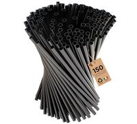 GIMA PACKAGING 150 Cannucce Nere Compostabili 21 cm in lunghezza x 6 mm di diametro - In CPLA - Senza Plastica - Cannucce Cocktail, Eventi, Bar - Biodegradabili - Eleganti, Monouso
