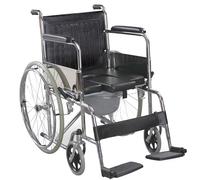 GIMA Sedia a rotelle Comoda, pieghevole, in acciaio cromato, per pazienti con mobilità ridotta, 43283