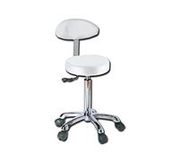 GIMA - Sgabello con schienale e seduta imbottita in finta pelle Ø 34 cm, altezza regolabile, bianco, 45241