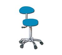 GIMA - Sgabello con schienale e seduta imbottita in finta pelle Ø 34 cm, altezza regolabile, blu, 45242