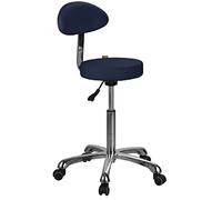 GIMA - Sgabello con schienale e seduta imbottita in finta pelle Ø 34 cm, altezza regolabile, blu avio, 45245