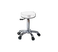 GIMA - Sgabello con seduta imbottita in finta pelle Ø 34 cm, altezza regolabile, bianco, 45231