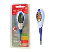 Gima - Termometro Digitale BL3, 20 Secondi, Ampio Schermo, Punta Flessibile, Impermeabile, Retro Illuminazione, Rossa/Arancione/Verde, 25554