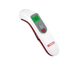 GIMA - Termometro Infrarossi Frontale Laser Digitale Professionale, per Febbre, Istantaneo, Senza Contatto, per Neonati, Bambini e Adulti, Thermoscanner con Allarme, 2 AAA incluse, lingue GB,FR,IT,ES