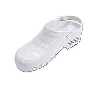Gima - Zoccoli Professionali con Laccetto Reclinabile e Regolabile, Anatomici, Unisex, Antiscivolo, Antistatici, Tomaia Non Forata, Suola Forata, Colore Bianco, Misura 38 EU, 1 Paio