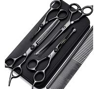 Gimar Professional 4Cr in acciaio inossidabile 6 in 1 Scissori da toelettatura per cani con punta rotonda di sicurezza, forbice per la toelettatura per animali