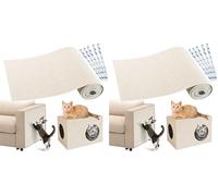 Gimars 200x40cm Antigraffio Gatto Divano, Tiragraffi Divano Autoadesivo, Protezione Divano Graffi Gatto, Proteggi Divano Gatti Graffi, Tappeto Tiragraffi per Gatti con Nastro Incluso, Bianco
