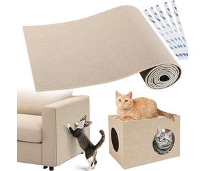 Gimars 200x40cm Antigraffio Gatto Divano, Tiragraffi Divano Autoadesivo, Protezione Divano Graffi Gatto, Proteggi Divano Gatti Graffi, Tappeto Tiragraffi per Gatti con Nastro Incluso, Kaki