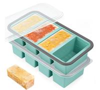 Gimars 2pcs Contenitori Silicone con 4 Scomparti per Congelamento Alimenti,Stampi in Silicone con Coperchi Ermetici per Cubetti di Ghiaccio,Vassoio Porzionato per Zuppe,Salse Brodi Polpa di Pomodori