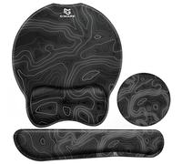Gimars 3 in 1 Tappetino Mouse Poggiapolsi Tastiera con Sottobicchieri, Mouse Pad con Memory Foam Ergonomico, Mousepad Keyboard Supporto Poggia Polsi per Sollievo dal Dolore Gaming Ufficio, Mappa