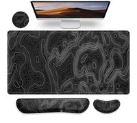 Gimars 3 in 1 Tappetino Mouse XXL e Tappetino Mouse Tastiera Poggiapolsi, 800x305mm Tappetino Scrivania Grande, Mouse Pad Ergonomico Poggia Polsi per Gaming Gamer Ufficio PC Computer Mappa Topografica