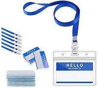 Gimars 30set Porta ID Badge da Collo Orizzontale Impermeabile e Trasparente con Cordino e PortaPass Carte per Uso da Lavoratori Impiegati Studenti Conferenza Blu