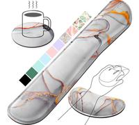 Gimars Aggiornamento Ingrandire Gel Setoso Memory Foam Poggiapolsi per Tastiera del Computer Mouse 3 PCS, Ergonomico, Antiscivolo, Moderno, Nuvola Golden