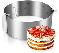 Gimars Anello Regolabile per Torta,Multi-Misure in 1 Anello Rotondo/Diametro Regolabile da 16-30cm/Ca.6.5Cm Altezza in Acciaio INOX-Versione UPGRADE Stampo Circolare Multiuso per Torte Dolci