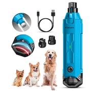 Gimars Lima Unghie Cani 6 velocità Tagliaunghie per Cani Elettrico Tagliaunghie Unghie Cani con Luce LED Ricaricabile Lima per Unghie Cane per Animali con USB 3 Porte,Blu