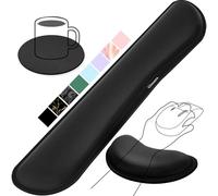 Gimars Poggia Polsi Mouse Tastiera, Schiuma Memoria Gel Ergonomica Supporto Mouse Poggiapolsi Tastiera, Poggia Polsi per Alleviare il Dolore da Digitazione Gaming Ufficio PC Computer, Nero