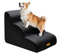 Gimars scaletta per cani con schiuma 30D, scala a 3 gradini h 40 cm, scaletta cani lavabile, base antiscivolo, rampa portatile per animali di piccola taglia per letto, divano, auto