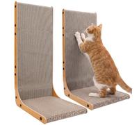 Gimars Set di 2 Tiragraffi per Gatti in Forma di L da 58cm, Tiragraffi Cartone per Proteggere Mobili e Divani, Resistente, Effetto Legno